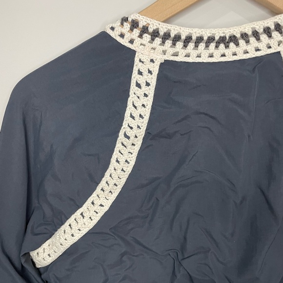 Free People Crochet insert light weight bomber cropped jacket - Picture 7 of 15